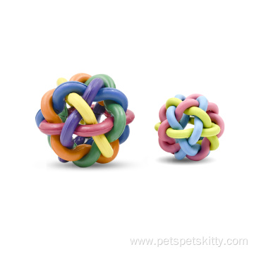 Colorful Braided Rubber Ball Bite Resistant Pet Toy